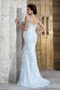 Abito da Sposa Lungo Naturale con Applique Retro Spazzola Treno - 3