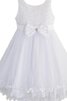 Robe de cortège enfant en tulle col u profond avec nœud manche nulle avec perle - 1