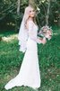 Robe de mariée vintage plissé de traîne courte fermeutre eclair col u profond - 3