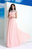 Robe de bal longue avec perle avec chiffon jusqu'au sol avec sans manches - 6