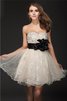 Abito da Cocktail con Perline A-Line in Organza Principessa Senza Maniche - 1