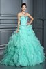 Robe de quinceanera longue de mode de bal en organza avec lacets avec sans manches - 6