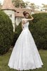 Abito da Sposa in Pizzo retro A-Line con Applique Allacciato V-Scollo - 3