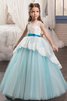 Abito da Cerimonia Bambini in Tulle con Fusciacca Ball Gown con Nastro decorato - 1