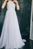 Abito da Sposa Senza Maniche Semplice Tondo A-Line Spazzola Treno in Chiffon - 5