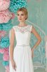 Robe de mariée simple plissage nature col u profond avec décoration dentelle - 2