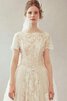 Spitze A-Line Reißverschluss kurze Ärmeln Vintage Brautkleid mit Blume - 2