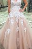 Herz-Ausschnitt Duchesse-Linie Normale Taille Bodenlanges Quinceanera Kleid mit Applikation - 1