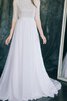 Abito da Sposa Senza Maniche Semplice Tondo A-Line Spazzola Treno in Chiffon - 1