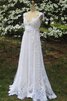 Robe de mariée nature facile avec ruban ceinture v encolure - 1