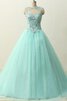 Abito Quinceanera Allacciato Ball Gown in Pizzo in Tulle Cuore in Organza - 1