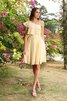 Robe demoiselle d'honneur naturel bref avec chiffon ligne a d'épaule asymétrique - 1