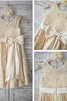 Robe de cortège enfant naturel avec fleurs avec zip avec nœud à boucle ligne a - 1