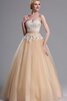 Abito da Ballo Ball Gown A Terra Cuore con Applique Naturale Senza Maniche - 1