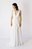 Abito da Sposa V-Scollo Semplice A-Line Schiena Nuda Elegante con Fiocco - 4