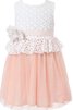 Robe de cortège enfant col u profond a-ligne en tulle manche nulle - 1