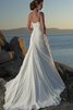 Robe de mariée d'épaule asymétrique avec chiffon avec perle de traîne courte en plage - 2