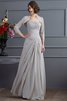 Abito mamma Sposa in Chiffon A-Line con Perline A Terra Naturale - 1