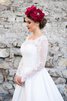 Abito da Sposa in Raso in pizzo Naturale A Terra A-Line con Maniche Lunghe - 3