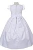 Robe de cortège enfant avec décoration dentelle avec fleurs avec manche courte a-ligne - 2