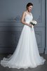 Herrlich Chiffon Besonderes Festliches Brautkleid mit V-Ausschnitt - 1