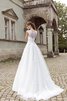 Robe de mariée plissage ligne a jusqu'au sol appliques cordon - 3