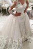 Robe de mariée avec manche longue en salle fait main romantique longue - 1