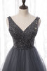 Abito da ballo in raso in tulle a-line moda stravagante con perline - 4