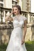 Abito da Sposa Schiena Nuda Vintage Naturale con Applique Cappellino Tubino - 2