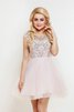 Abito Homecoming con Piega in Tulle Cappellino sogno mini con Manica Corte - 2