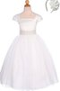 Robe de cortège enfant pailleté ligne a en tulle de col carré avec manche courte - 1