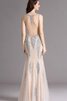 Robe de bal naturel textile en tulle col en bateau collant avec perle - 2