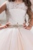 Abito da Cerimonia Bambini A Terra con Fiore in Tulle Ball Gown Naturale - 3