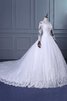 Abito da Sposa con Applique Sotto Ginocchio Barchetta monospalla Fuori dalla spalla Ball Gown - 3