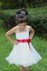 Prinzessin Ärmelloses Mini Blumenmädchenkleid mit Spaghettiträger aus Organza - 2