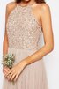 Nackenband hoher Kragen modisches romantisches luxus Brautjungfernkleid mit Reißverschluss - 3