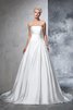 Abito da Sposa in Raso Stravagante Coda A Strascico Cappella Senza Maniche Ball Gown - 3