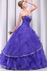 Robe de quinceanera manche nulle en tulle decoration en fleur avec perle jusqu'au sol - 6