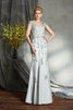 Robe mère de mariée longue de col en cœur de fourreau appliques en satin - 4