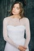 A-Linie Tüll romantisches konservatives Brautkleid mit Plissierungen mit Gürtel - 5