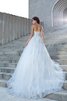 Abito da Sposa Coda A Strascico Cappella Lusso con Applique Senza Maniche Ball Gown - 2