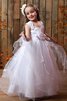 Abito da Cerimonia Bambini in Tulle A-Line con Increspato con Fiore - 1