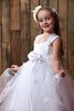 Abito da Cerimonia Bambini in Tulle A-Line con Increspato con Fiore - 3