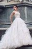 Abito da Sposa Naturale Cuore in Tulle A Terra con Cristino Allacciato - 1