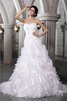 Abito da Sposa con Piega in Organza Coda A Strascico Cappella Senza Maniche A-Line - 1