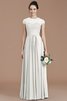 Natürliche Taile A Linie Kurze Ärmeln Juwel Ausschnitt Brautjungfernkleid mit Bordüre - 23