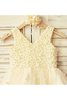 Robe de cortège enfant naturel de princesse ligne a en tulle avec sans manches - 4