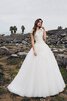 Robe de mariée plissé classique fermeutre eclair avec manche courte appliques - 1