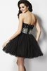 Paillette Prinzessin Elastischer Gewebter Satin Abiballkleid ohne Ärmeln mit Pailletten - 2