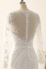 Robe de mariée facile vintage appliques avec perle avec manche longue - 3